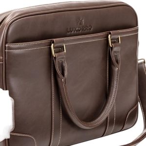NWT Luxurro Laptop Messenger Sleek & Slim Smooth Leather Computer Bag